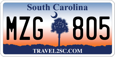 SC license plate MZG805