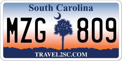 SC license plate MZG809