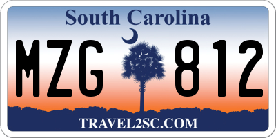SC license plate MZG812