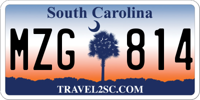 SC license plate MZG814