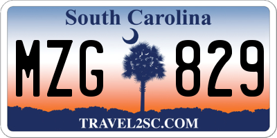 SC license plate MZG829