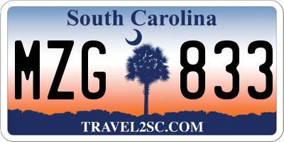 SC license plate MZG833