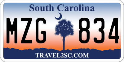 SC license plate MZG834