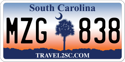 SC license plate MZG838