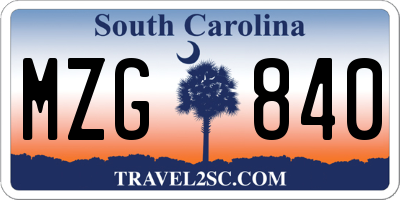 SC license plate MZG840