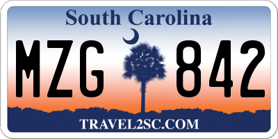 SC license plate MZG842
