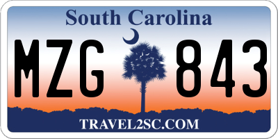 SC license plate MZG843