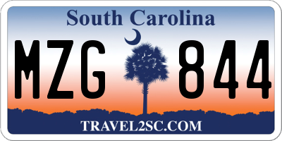 SC license plate MZG844