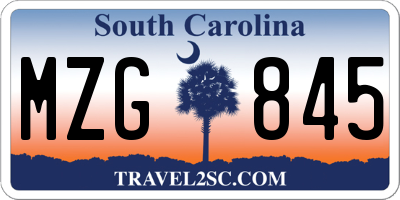 SC license plate MZG845