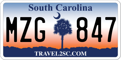 SC license plate MZG847