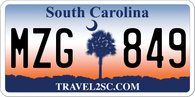 SC license plate MZG849