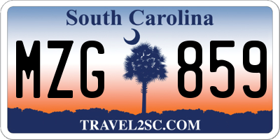 SC license plate MZG859