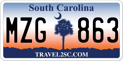 SC license plate MZG863