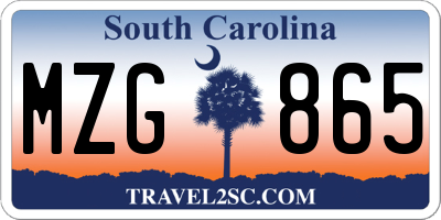 SC license plate MZG865