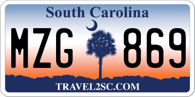 SC license plate MZG869