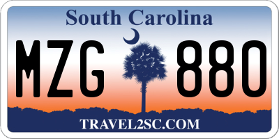 SC license plate MZG880