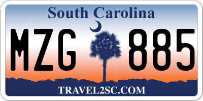 SC license plate MZG885