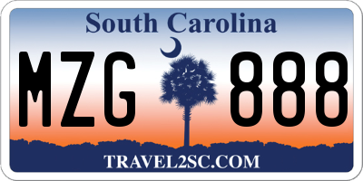 SC license plate MZG888