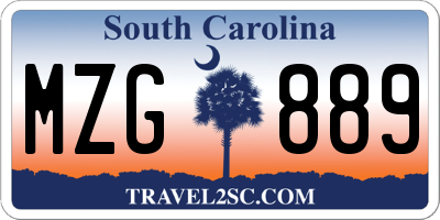SC license plate MZG889