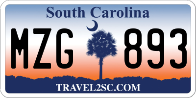 SC license plate MZG893
