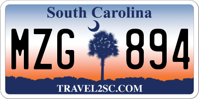 SC license plate MZG894