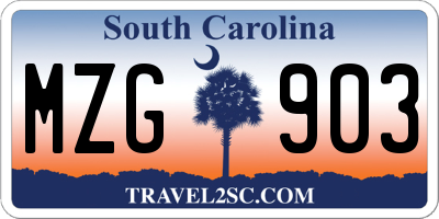SC license plate MZG903