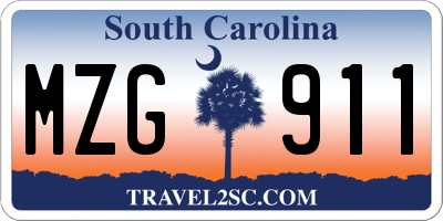 SC license plate MZG911