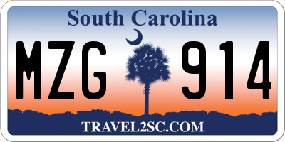 SC license plate MZG914