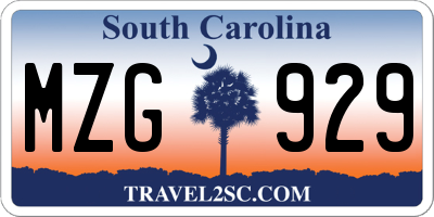 SC license plate MZG929