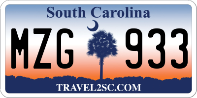SC license plate MZG933