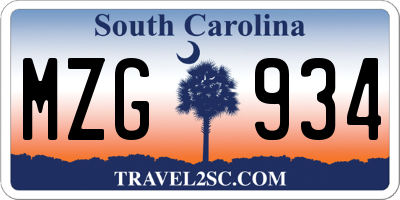 SC license plate MZG934