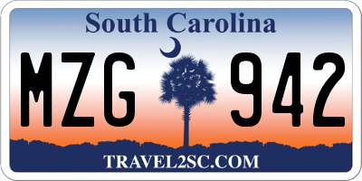 SC license plate MZG942