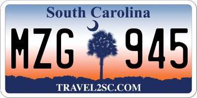 SC license plate MZG945