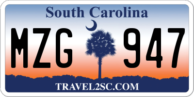SC license plate MZG947