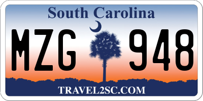 SC license plate MZG948