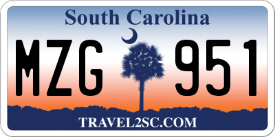 SC license plate MZG951