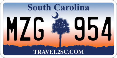 SC license plate MZG954