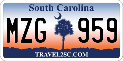 SC license plate MZG959