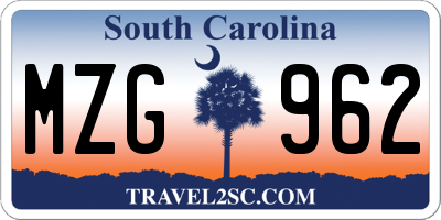 SC license plate MZG962