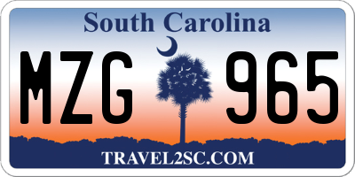 SC license plate MZG965
