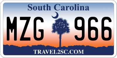 SC license plate MZG966