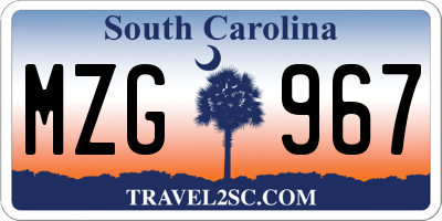 SC license plate MZG967