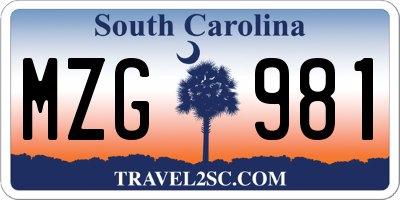SC license plate MZG981