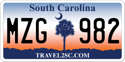 SC license plate MZG982