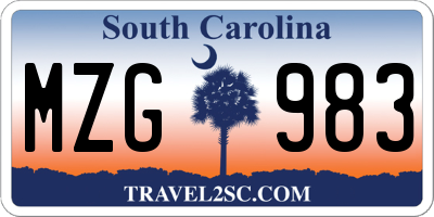 SC license plate MZG983