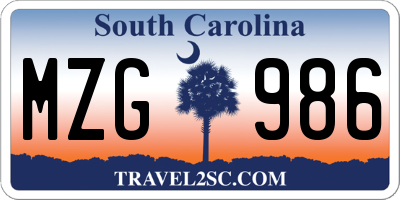 SC license plate MZG986