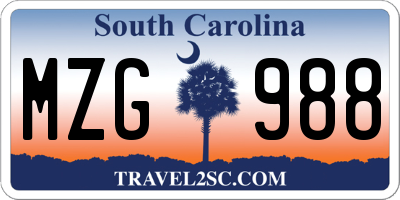 SC license plate MZG988