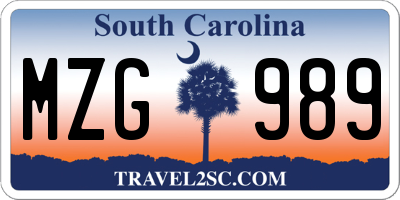 SC license plate MZG989