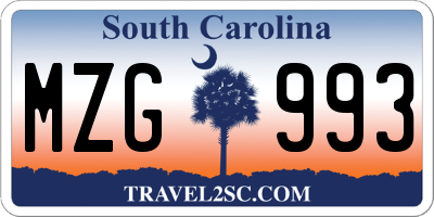 SC license plate MZG993