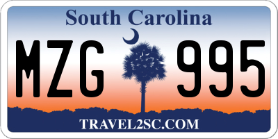 SC license plate MZG995